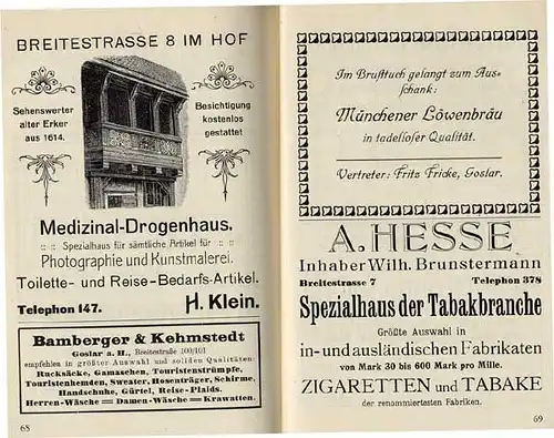 Niedersachsen Harz Goslar Stadt Geschichte alter Reiseführer 1911