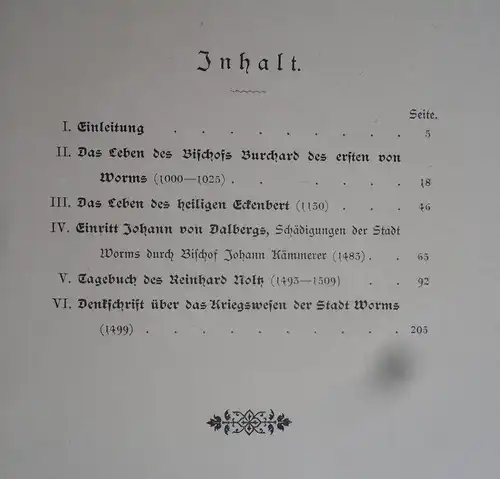 Rhein Hessen Worms Beiträge zur Stadt Geschichte Mittelalter Kirche Buch 1896