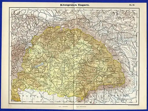 Alte Landkarte Österreich Königreich Ungarn Kroatien Siebenbürgen  1890