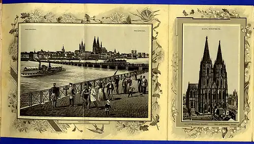Rhein Köln Dom Bahnhof Post  Bilder Leporello Litho Album 1897