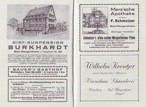 Franken Bad Mergentheim Werbung Reklame Geschichte alter Reiseführer 1955