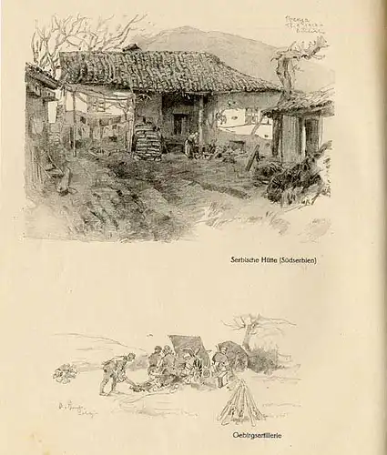 Weltkrieg Balkan Deutsches Corps in Serbien Krieg Skizzenbuch Albert Reich 1916 