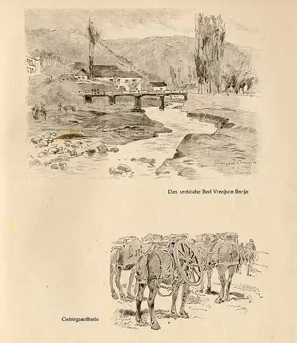 Weltkrieg Balkan Deutsches Corps in Serbien Krieg Skizzenbuch Albert Reich 1916 