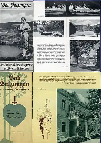 Thüringen Kurort Bad Salzungen 2 alter Reise Prospekte Stadtplan 1939