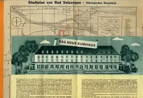 Thüringen Kurort Bad Salzungen 2 alter Reise Prospekte Stadtplan 1939