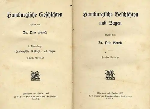 Hamburg Elbe Stadt und Heimat Geschichte alte Hamburger Sagen Buch 1903