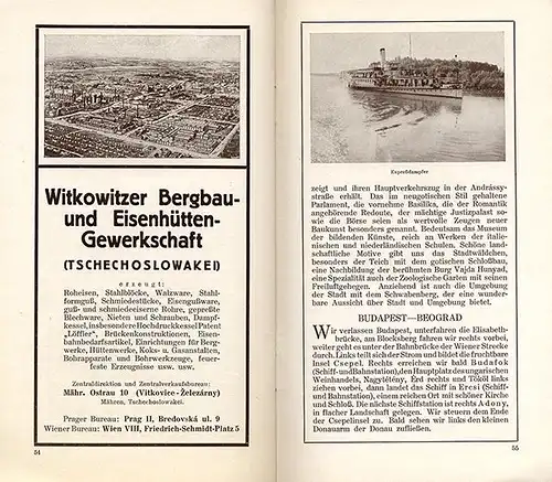 Österreich Donau Dampf Schiffahrt Passau Wien Budapest Belgrad Reiseführer 1930