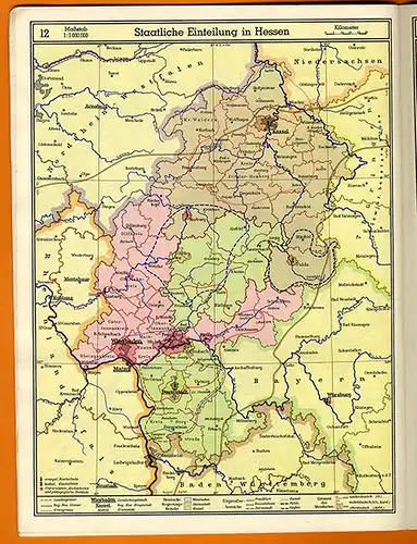 Hessen Erdkunde Heimat Atlas Frankfurt Offenbach Stadt Geschichte 1960