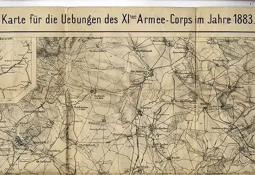 Hessen Taunus Militär Geschichte Manöver Übung 11. Armeekorps alte Karte 1883
