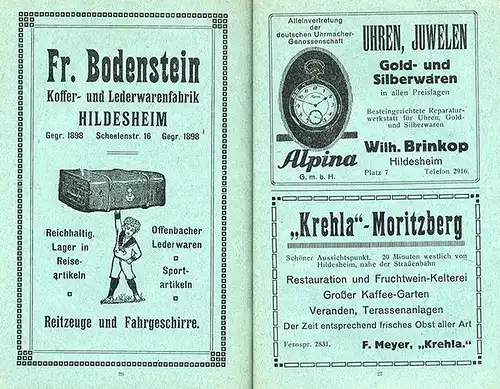 Niedersachsen Harz Hildesheim Stadt Geschichte Verkehr Reklame Reiseführer 1923