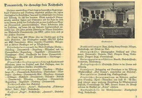 Bayern Donau Schwaben Donauwörth Stadt Geschichte Reiseführer 1929