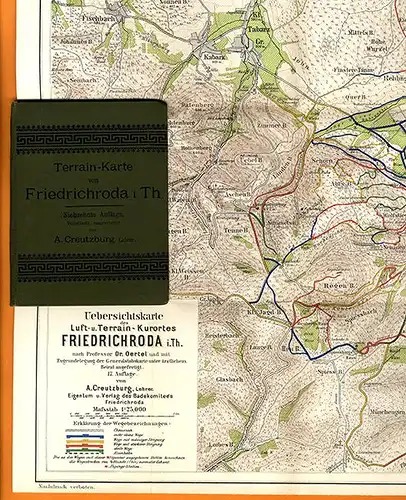 Thüringen Friedrichroda Tabarz Finsterbergen Wege und Wanderkarte 1900