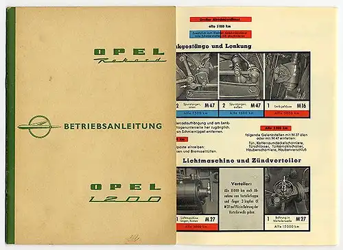 Auto Oldtimer Technik Opel Rekord Betrieb Pflege Bedienung Buch 1960