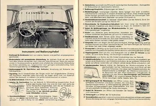 Auto Oldtimer Technik Opel Rekord Betrieb Pflege Bedienung Buch 1960