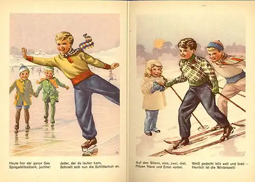 Kinder Bilderbuch Sport Spiel Fussball Schwimmen Tennis Fahrrad 1930 