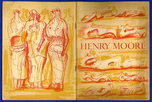 Kunst Moderne Plastik Skulptur Zeichnung Henry Moore Ausstellung Katalog 1950
