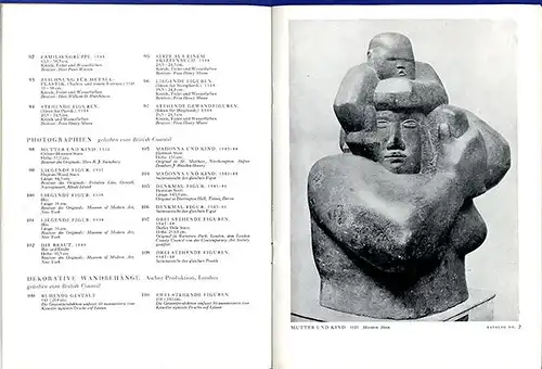 Kunst Moderne Plastik Skulptur Zeichnung Henry Moore Ausstellung Katalog 1950 