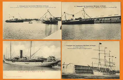 Europa Belgien Brügge Marine Schiffahrt Hafen 10 alte Foto Postkarten 1905