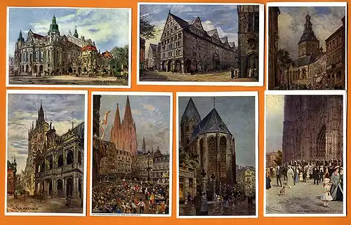 Köln Rhein Stadt Ansichten 12 Künstler Postkarten Serie um 1930