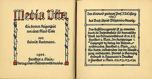 Theater Bühnenstück Media Vita Bühnenvolksbund Frankfurt Main Kunst Grafik 1924 