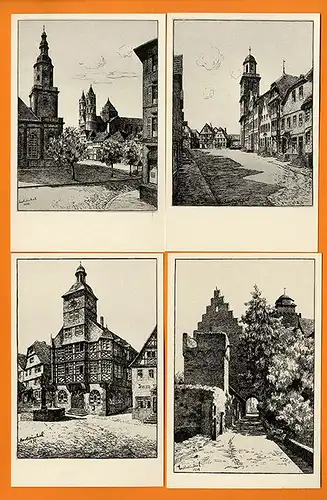 Hessen Grafik Odenwald Wetterau Rhön Karl Winkel 15 Kunst Postkarten