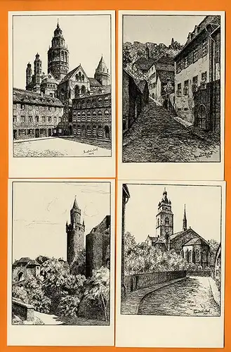 Hessen Grafik Odenwald Wetterau Rhön Karl Winkel 15 Kunst Postkarten