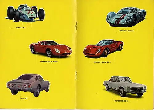 Auto Oldtimer Rennwagen Kinder Bastel Bogen Werbung Reklame 1970