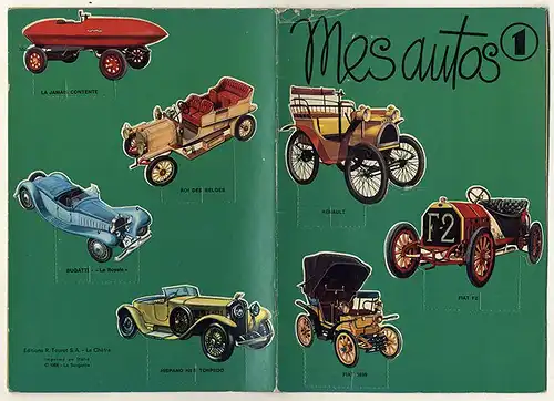 Auto Oldtimer Rennwagen Kinder Bastel Bogen Werbung Reklame 1970