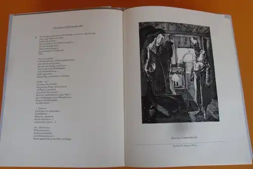 Literatur Kunst Grafik Illustration zu Gottfried Benn Statische Gedichte 1987