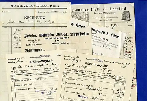 Hessen Odenwald Lengfeld Reinheim alte Handwerker Rechnung Dokumente 1927