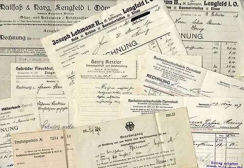 Hessen Odenwald Lengfeld Reinheim alte Handwerker Rechnung Dokumente 1927