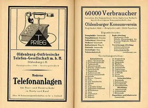 Niedersachsen Nordsee Oldenburg Stadt Geschichte Heimatwoche Festschrift 1924