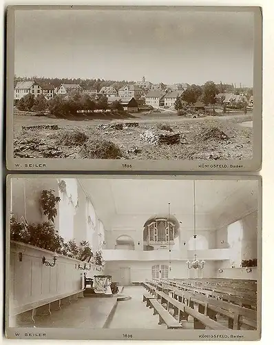 Königsfeld im Schwarzwald Panorama und Kirche 2 Original Kabinett Foto 1896