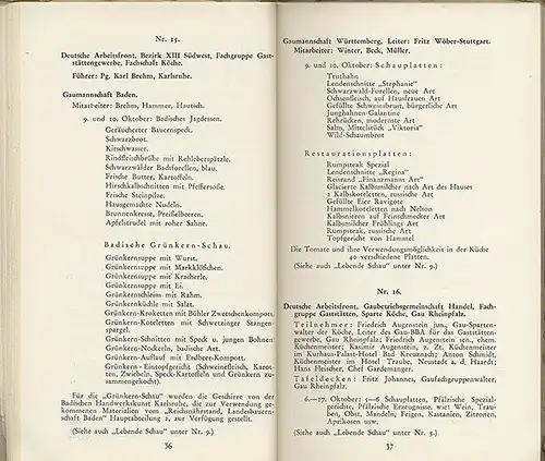 Hessen Frankfurt IKA Kochkunst Ausstellung Messe Programm Katalog 1934