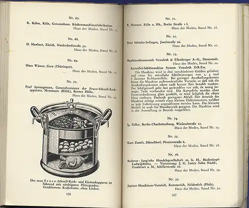 Hessen Frankfurt IKA Kochkunst Ausstellung Messe Programm Katalog 1934
