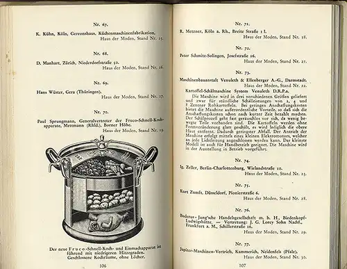 Hessen Frankfurt IKA Kochkunst Ausstellung Messe Programm Katalog 1934
