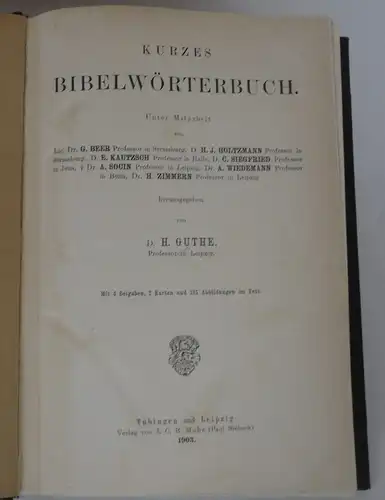 Kirche Bibel Biblisches Wörterbuch Register Altes Neues Testament Tübingen 1903