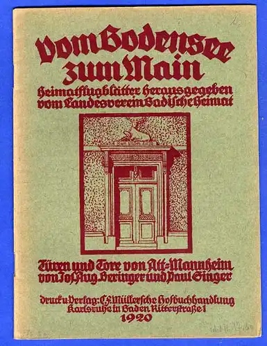 Baden Alt Mannheim Türen Tore Architektur Geschichte Baukunst Barock Buch 1920