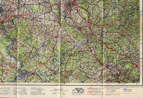 Alte Landkarte Ravenstein Auto Straßen Karte Bayern Donau Augsburg Ulm 1951