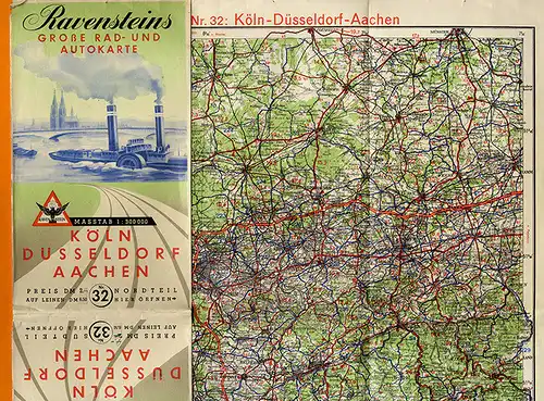 Alte Landkarte Ravenstein Auto Straßen Karte Bayern Donau Augsburg Ulm 1951