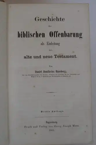 Christentum Bibel Offenbarung Altes Neues Testament Regensburg Buch 1863