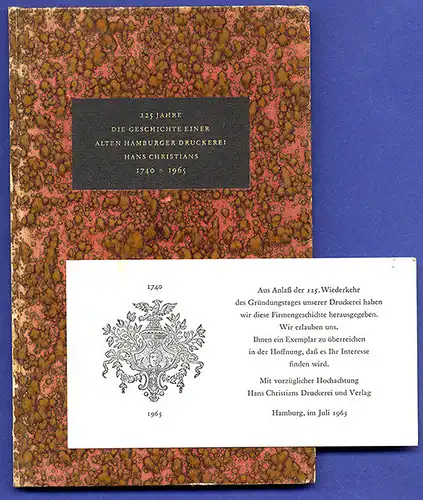 Hamburg 225 Jahre Druckerei Hans Christians Festschrift von 1965