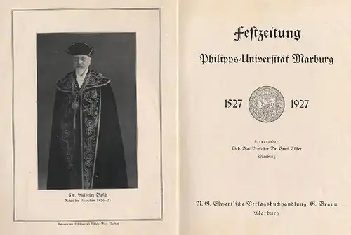 Hessen Marburg Stadt Geschichte 400 Jahre Philipps Universität Festschrift 1927