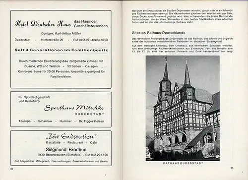 Niedersachsen Eichsfeld Heimattreffen in Duderstadt Geschichte Festschrift 1970