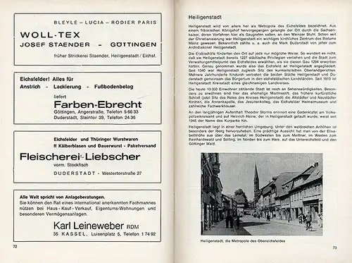 Niedersachsen Eichsfeld Heimattreffen in Duderstadt Geschichte Festschrift 1970