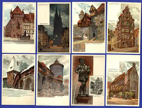 Bayern Nürnberg Jugendstil Stadt Ansichten Mutter 14 Künstler Postkarten Serie