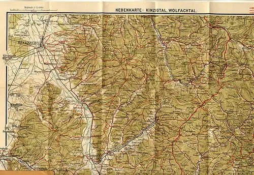 Landkarte Baden Schwarzwald Offenburg Haslach Wolfach Gengenbach Kinzigtal 1910