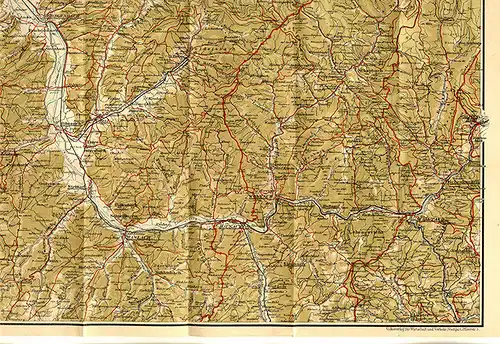 Landkarte Baden Schwarzwald Offenburg Haslach Wolfach Gengenbach Kinzigtal 1910