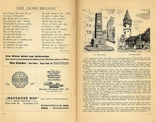 Hessen Frankfurt Bornheim Geschichte Brunnenfest Eingemeindung Festschrift 1952