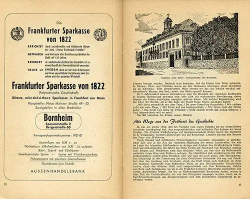Hessen Frankfurt Bornheim Geschichte Brunnenfest Eingemeindung Festschrift 1952